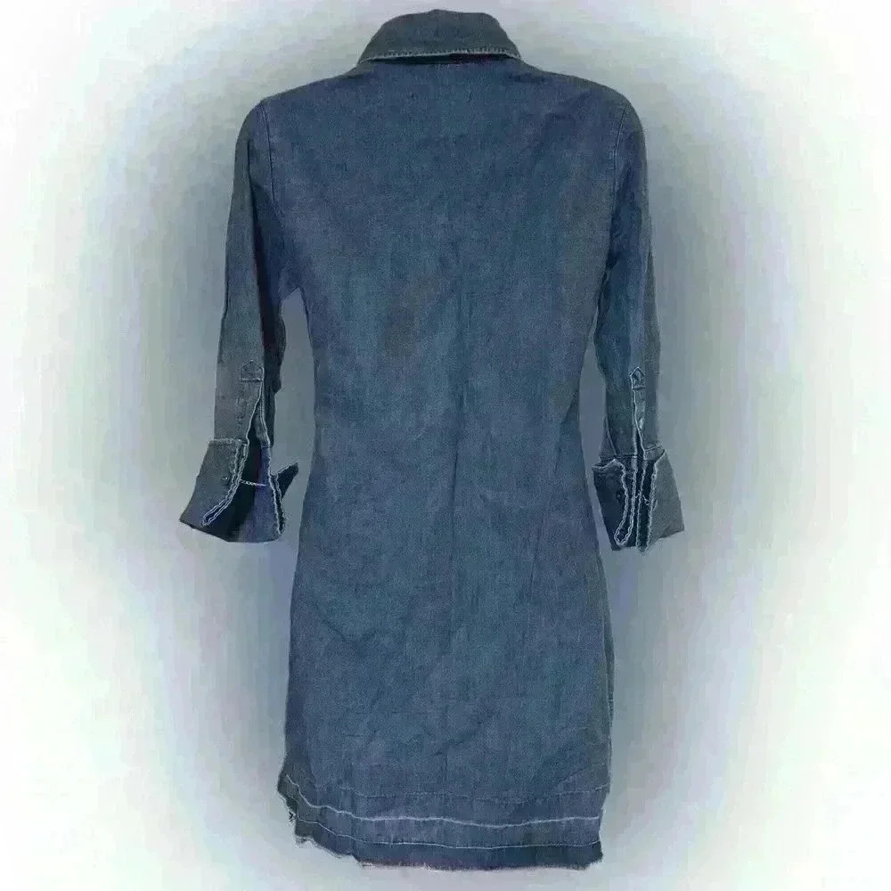 J Brand Cuff Link Denim Raw Hem Dress XS NWT - Picture 3 of 4